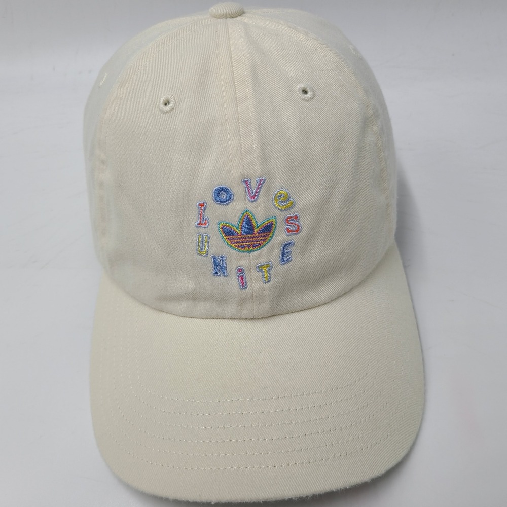 Women Adidas Hat‎ Strapback Cream Love Unites Pride Trefoil Rainbow Logo Casual